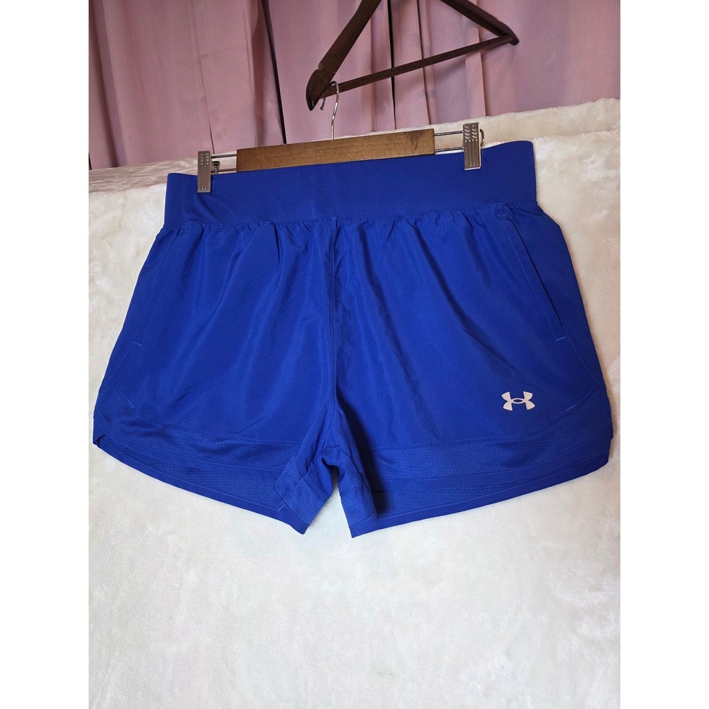 Under Armour Fly By 2.0 Women Royal Blue Running Shorts Loose Fit Large LG